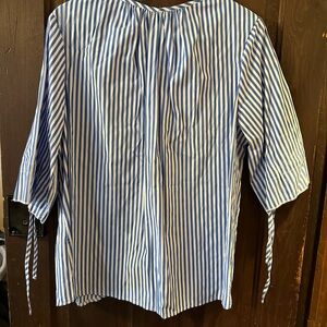 Blue and White Striped Blouse